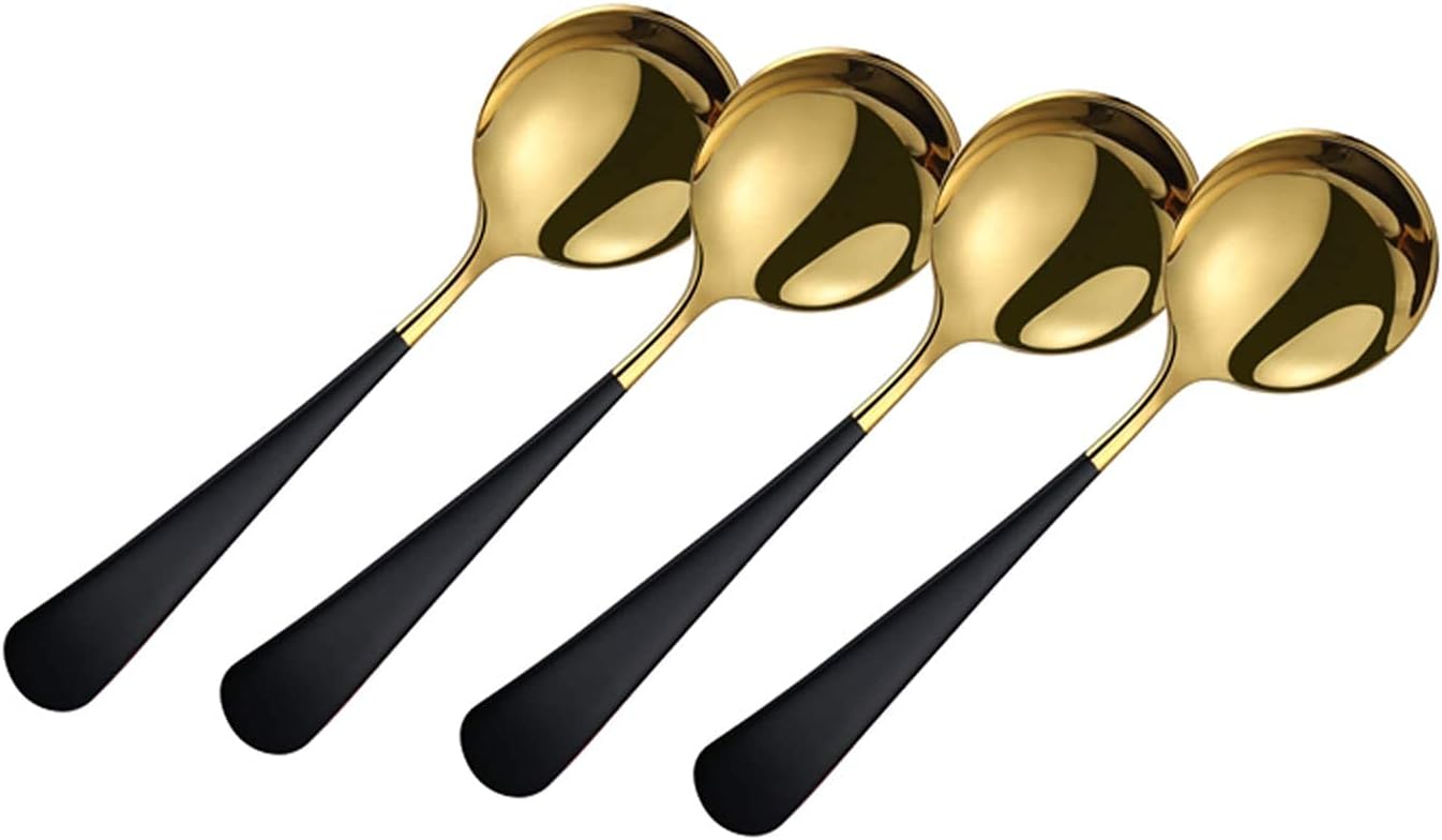 Dinner Spoon Set Stainless Steel Spoon Spoon Creative Big Spoon Thickening Spoon Sterling Spoon Small Spoon Eating Spoon Dinner Spoon/Soup ladle (Color: F) (D)