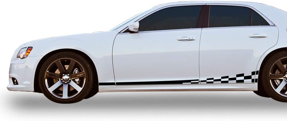Decal sticker vinyl wavy flag sport stripe kit compatible with Chrysler 300 2011-2018