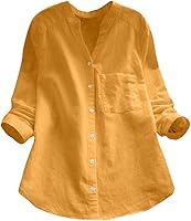 Vista 7 de Blusa de primavera de manga larga para mujer, estilo bohemio, de gran tamaño, con botones, para mujer, con solapa, holgada y cómoda