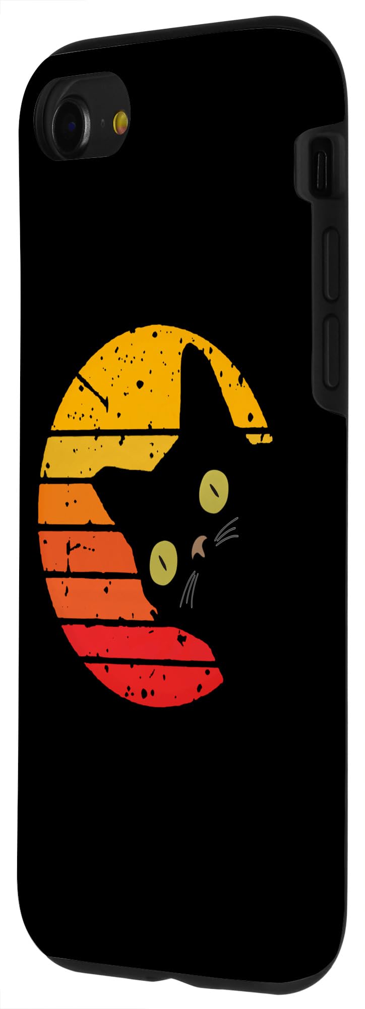 Distressed Black Cat Vintage Style 70s 80s Funny Black Cat Case for iPhone SE (2020) / 7 / 8 - Image 2