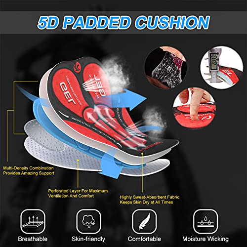 X-TIGER Hombres Ropa Interior de Bicicleta con 5D Gel Acolchado MTB Ciclismo Pantalones Cortos-Negro - imagen 8