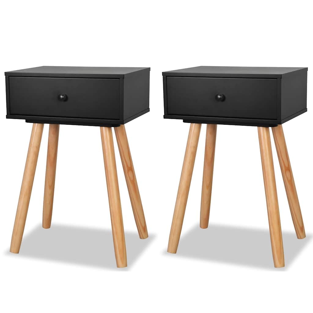 Bout de Canapé Compact avec Tiroir Lot de 2 Tables d'Appoint Rétro