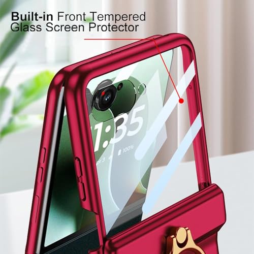 Image of Kapa Magnetic Hinge and Ring Back Cover for Motorola Razr 60 Ultra | Ultra Thin Shockproof Slim Hard Protective Case (Wine Red)