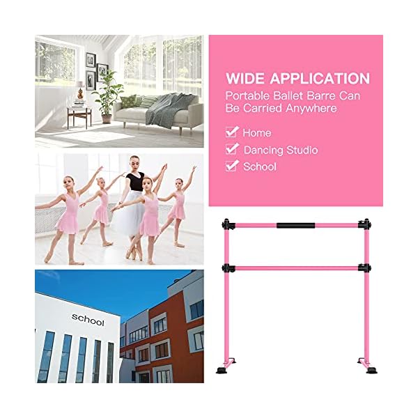 EVERYMILE-Ballet-Barre-Portable-for-Home-Kids-Ballet-Bar-41-Adjustable-Freestanding-Height-Ballet-Equipment-for-Balance-Barre-Workout-Dance-Bar-with-Leg-Stretch-Band-for-Studio-Dancers-Children EVERYMILE Ballet Barre Portable for Home, Kids Ballet Bar, 41” Adjustable Freestanding Height Ballet Equipment for Balance, Barre Workout, Dance Bar with Leg Stretch Band for Studio Dancers Children