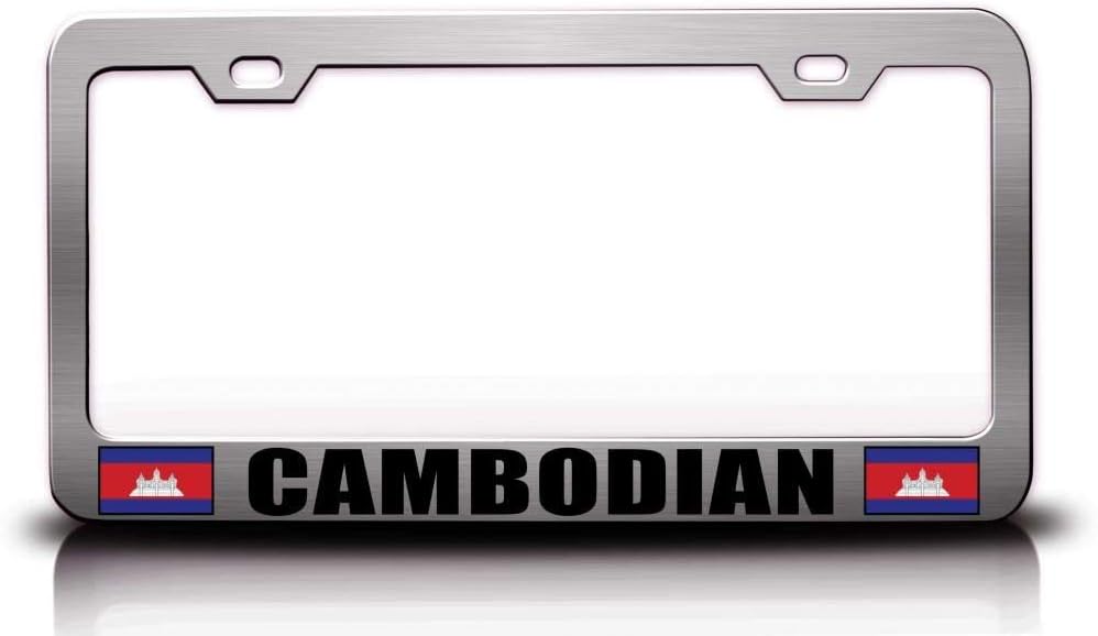Cambodian Flag Metal Car SUV Truck License Plate Frame Ch h58