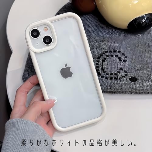 saymi's ベーシック フレーム おしゃれ 韓国 iPhone14 ケース 男女兼用デザイン 3色展開 完全透明 ドットパターン無し シンプル くすみカラー デザイン 透明 クリア メンズ レディース (ブラック, iPhone14)