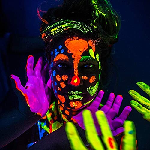 Combo Set | Premium Glow In The Dark Acrylic Paint Set & Uv Black Light Body Paint By Neon Nights – Set Of 16 Professional Grade Self-Luminous Neon Craft Paints & Fluorescent Face Paints #TOP2