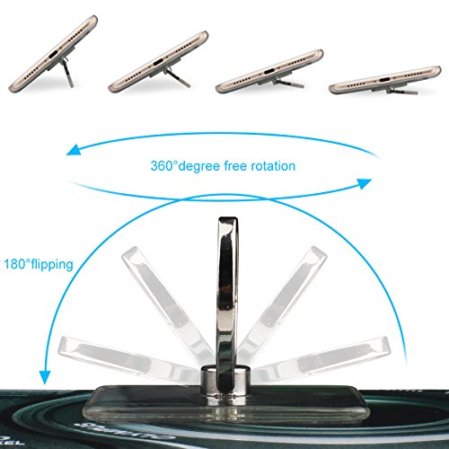 PYFK Transparent Cell Phone Ring Holder, 360 Degree Rotation, Finger Grip Stand Holder, Compatible with iPhone X, iPhone 8/8 Plus, iPhone 7/7 Plus, Samsung Galaxy S8 etc. (4 Silver)