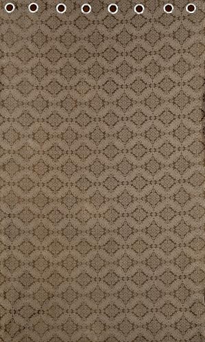 Image of Yarnis Damas Printed Room Darkening Polyester Curtains 8 Feet Long Set of 2 for Door & Windows Living Room, Coffee Brown, Parda