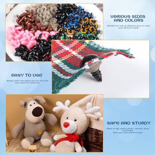600 Sicherheitsaugen für Häkeltiere & Amigurumi, 6–14 mm, bunt – Bild 4