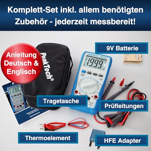 PeakTech P 2005 A – Digital Multimeter mit LCD-Anzeige – Strommessgerät mit 2000 Counts –...