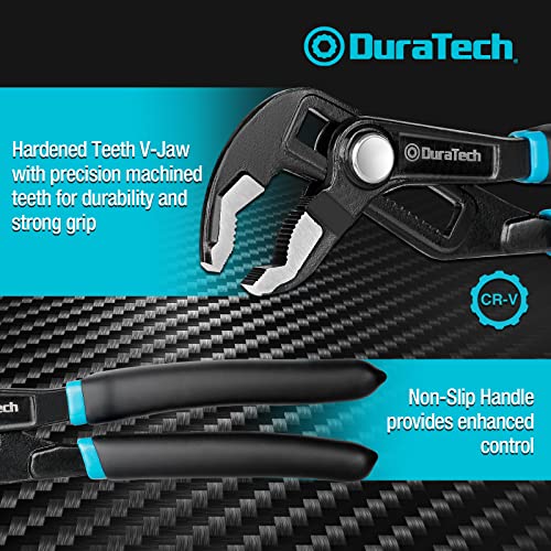 Duratech Water Pump Pliers Set, Push-Lock Pliers Set, Upgrade Thicker Handle, 8-Inch, 10-Inch, 12-Inch, Chrome Vanadium Steel, Organized In Pouch #TOP4