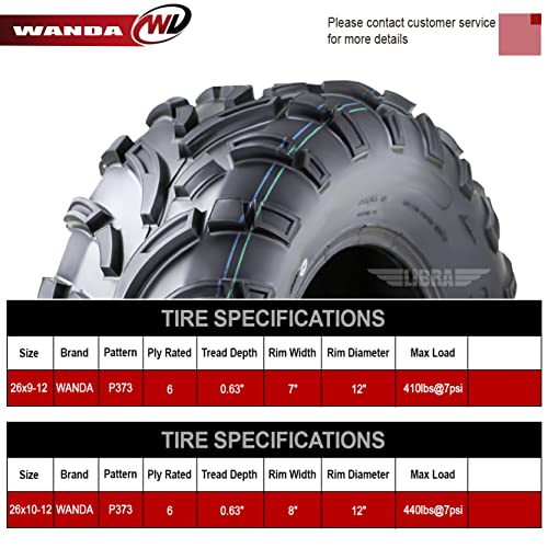 Image of WANDA Set 4 ATV /UTV Tire 26x9-12 Front & 26x10-12 Rear 6PR P373-10257 /10259