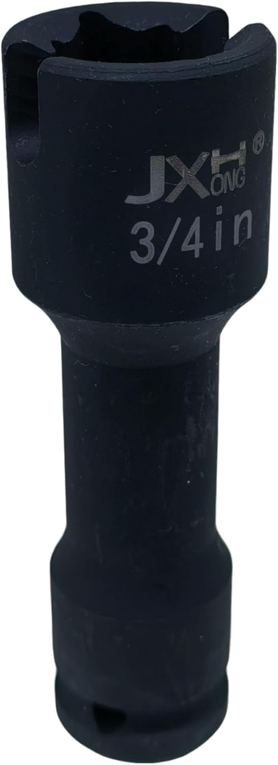 1/2-Inch Drive Multi-Purpose Lineman Deep Socket, Fits 3/4" Hex and 4-Point Square Nuts, with 5/16" Slot for Eye Bolts, J-hooks, and Grounding Clamps, Made from Heat-Treated CrMo Alloy Steel