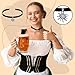 Sinmoe 3 Stück Trachtenschmuck Set Bayerisch Bierfest Dirndlschmuck Elegante Trachtenkette mit Ohrstecker Edelweiß Halskette Samt Kropfband für Damen Bierfest Trachten Dirndl Accessoires(Schwarz)