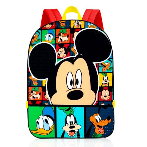 Image of Mickey Mouse Backpack with Lunchbox Set for Kids School Bundle + More | 16in Large Durable Mickey Bookbag w / Insulated Lunch Box Plus Water Bottle, Stickers, More - Mickey Mouse School Supplies