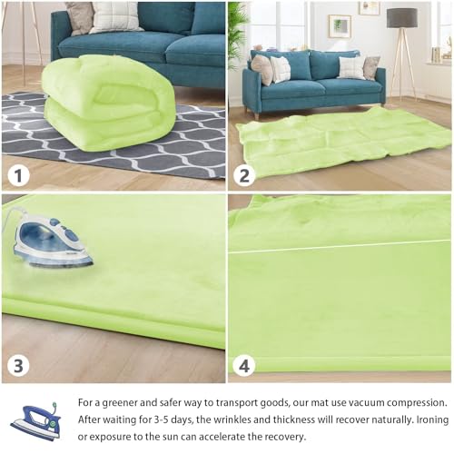 Image of Baby Play Mat for Floor Nursery Muscle Mat Area Rug Playroom Rug 79x158 inch Elastic Foam 1.3 inch Thick Crawling Mat for Babies,Toddlers, Infants (Light Green)