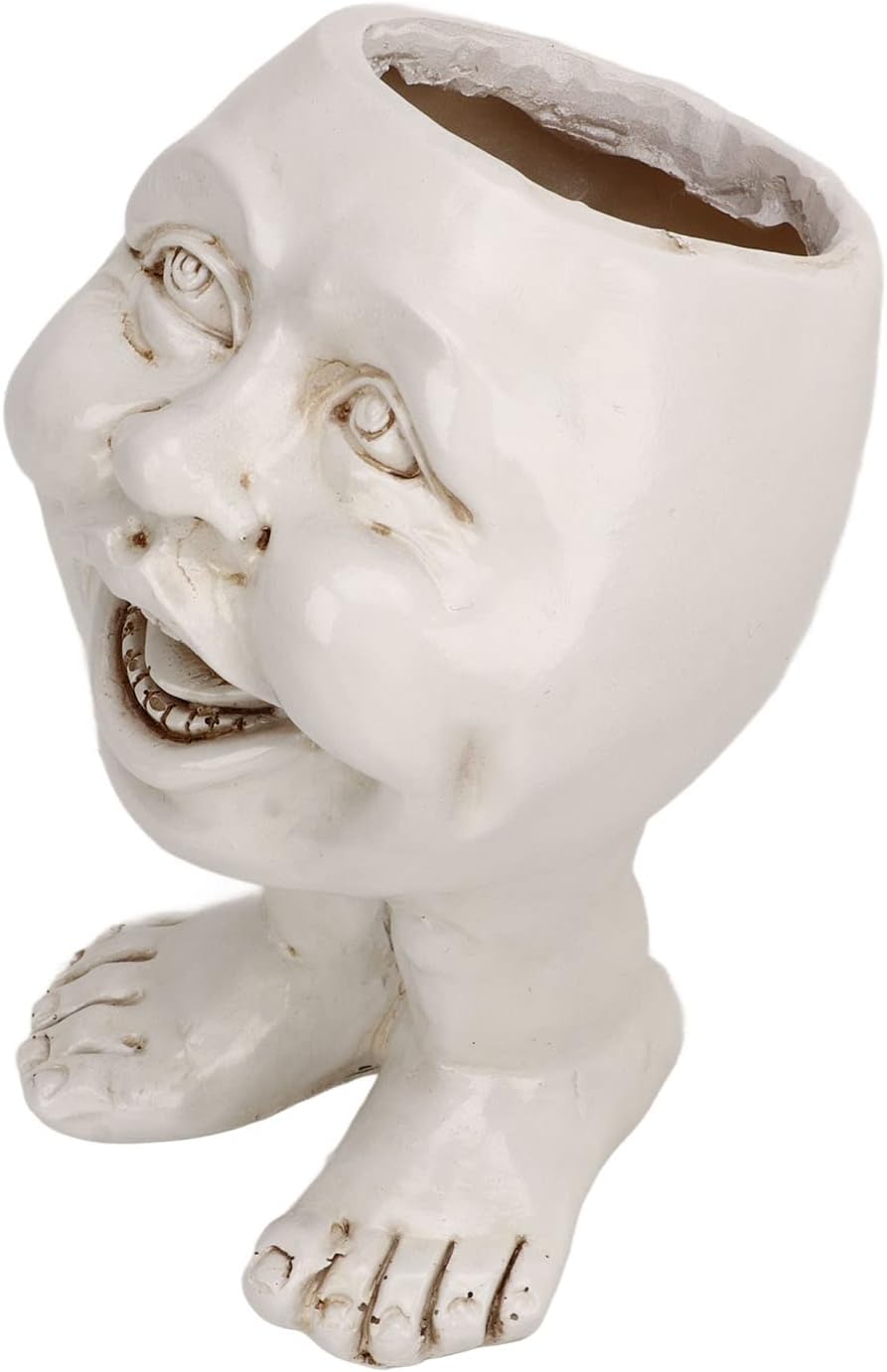 Face Statue Planter Unique Image Cute Funny Shape Personalized Head Flower Pot for Garden Decoration (Aunt 6)