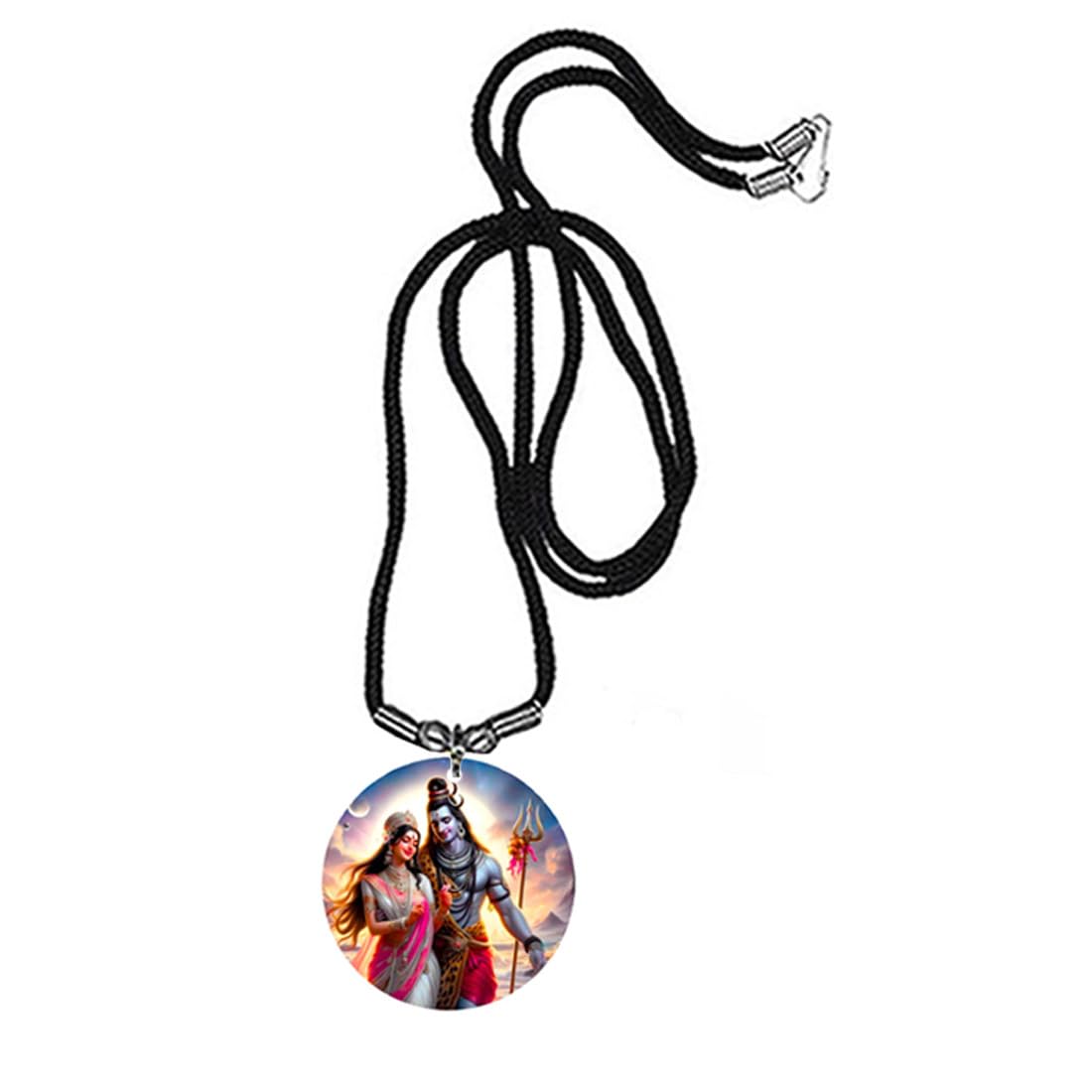 abhiora fashion Lord Mahadev Mata Parwati Red Acrylic Religious Pendant with Cord Chain Spiritual Hindu Devotional for Men and Women-picture-18