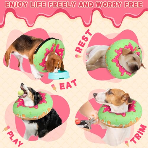 Image of Inflatable Dog Pillow Cone Collar Alternative After Surgery, Donut Soft Head Cone for Golden & German Shepherd Extra Large Dogs, etc, Protective Comfortable E Collar Recovery Cone Not Block Vision