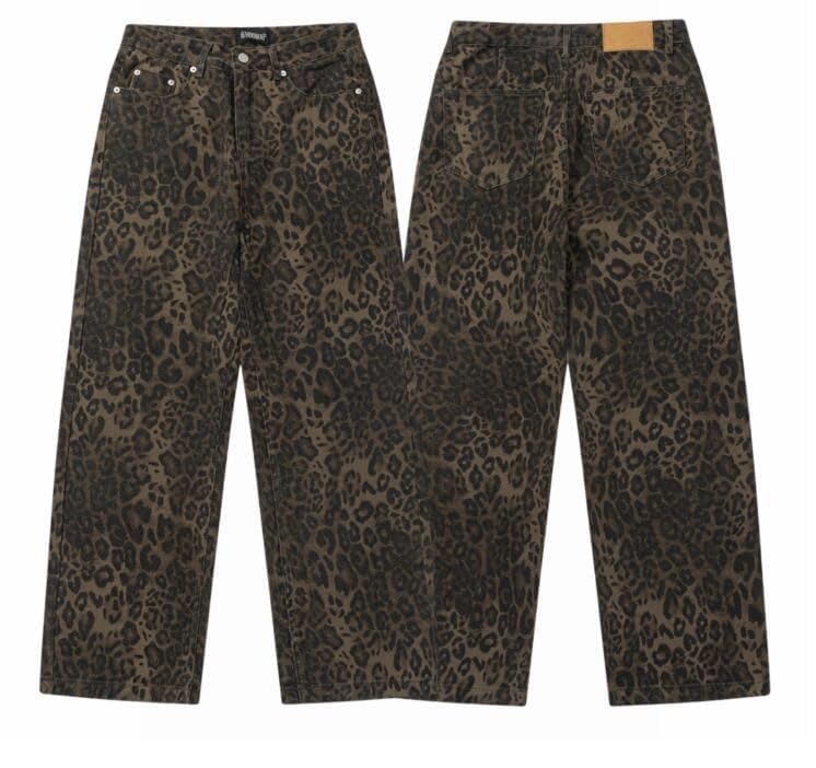 Y2k Leopard Pattern Jeans Baggy Jeans Grunge Pants Streetwear Pants Straight Leg Pants Unisex3