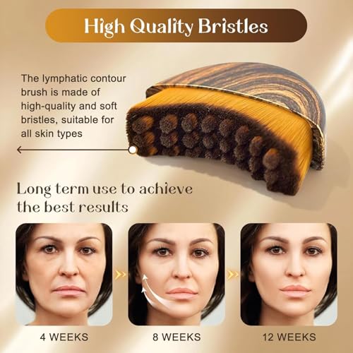 Image of ARJ Lymphatic Contour Face Brush for Sculpting & Drainage - Facial Massager for Jawline, Chin & Neck - Reduces Puffiness, Promotes Detox & Lift - Soft Bristles, Improves Skin Glow, Includes Travel Case (Brown)