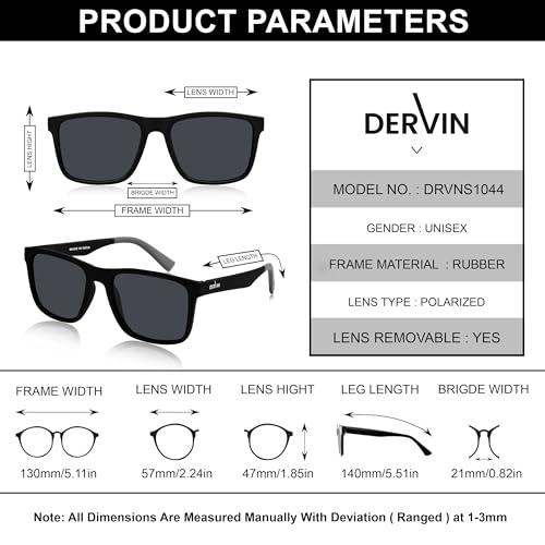 Image of Dervin UV Protected Polarized Square Sunglasses for Men and Women