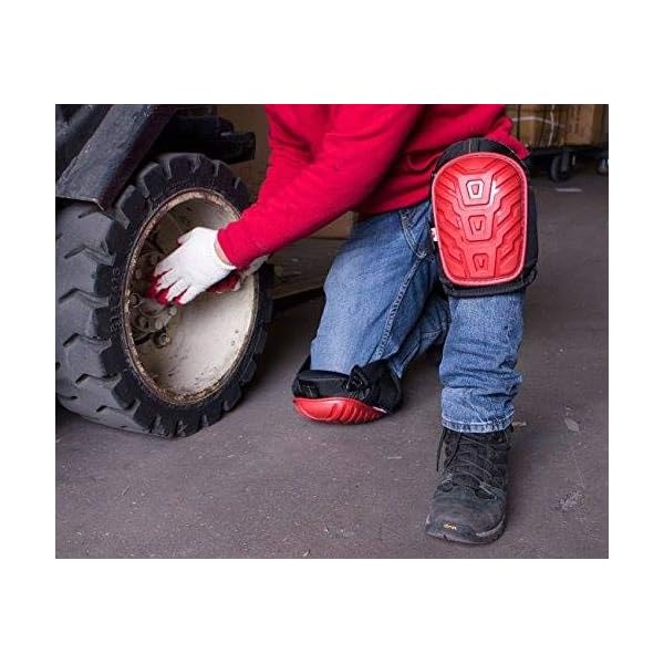 Troy Safety RK-KP11 Knee Pads with Heavy Duty Foam Padding and Comfortable Gel Cushion with Adjustable Strong Dual Straps (Red) - Image 7