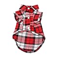 YAODHAOD Dog Plaid Shirt, Pet Fashion Plaid Shirt Pet Dog Clothes, Cat Plaid Clothes Shirt Soft and Comfortable (red, S)