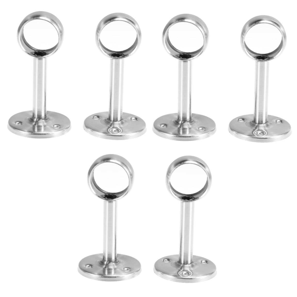 SOLUSTRE 3sets Heavy Duty Stainless Steel Closet Pole Socket Bracket Round Flange for Curtain Rods Support for Drapery Bedrooms Living Rooms and More 2pcs*3