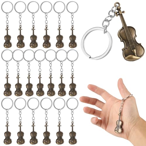 Porte-clés violon en métal bronze (Lot de 20) pour clés de voiture