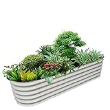 CJiePeiC 17 Inch Tall 96’’ x 24’’ 9 in 1 Aluzinc Metal Raised Garden Bed Kit, Large Modular Aluzinc