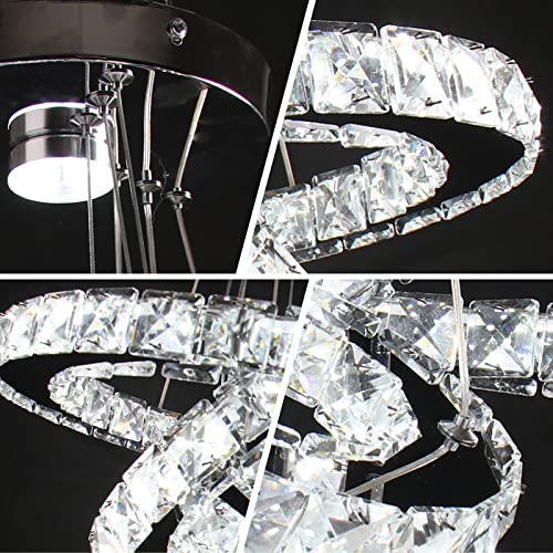 diisunbihuo 3-Ring Crystal Chandelier Adjustable 3CCT LED Pendant by diisunbihuo - Used condition - Image 8