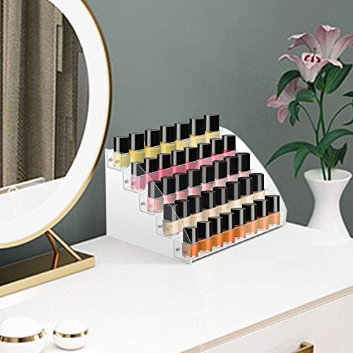 Cocoarm Nail Polish Stand, 5 Tiers Clear Acrylic Nail Varnish Holder Nail Polish Display Stand Large Makeup Storage Rack Nail Polish Rack Display for Bedroom