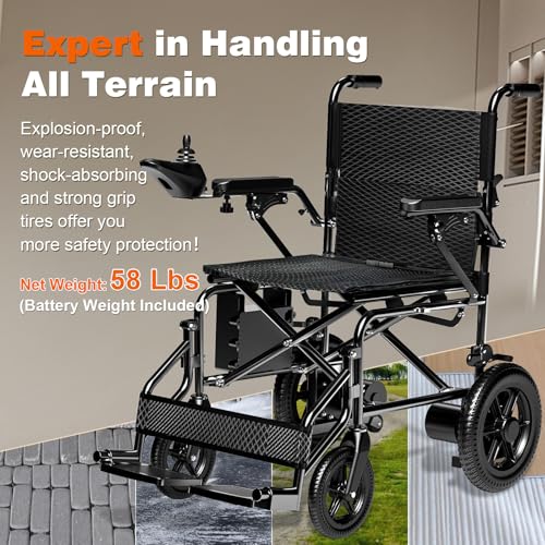 Image of [2026 Upgrade] Hassky Electric Wheelchair for Adults Foldable, 15 Miles Range Motorized Wheelchair, All Terrain Power Wheelchairs for Seniors Supports Up to 350 lbs Black