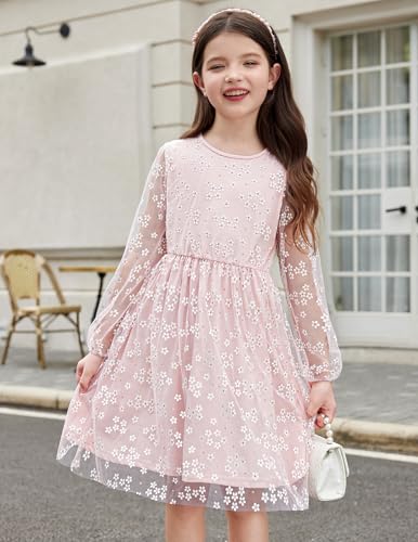 Arshiner Girls Mesh Dress Long Sleeve Tulle Sparkle Glitter Polka Dot Party Holiday Dresses Kids Clothes2