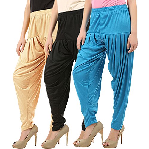 Image of Buy That Trendz Patiyala Pants for Women 3 Combo Patiyala Salwar Harem Viscose Bottoms Pants for Women
