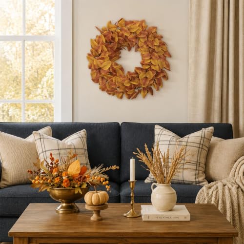 20" Fall Wreath for Front Door, Artificial Autumn Wreath - image 5