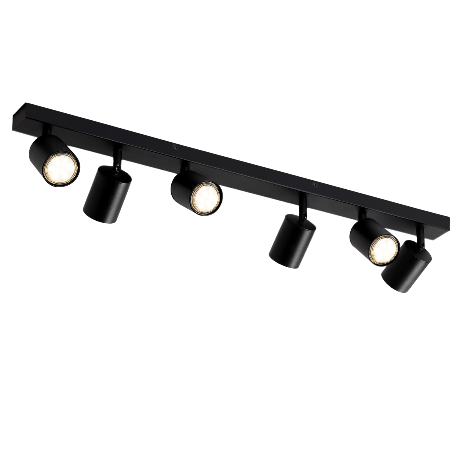 Glitzerlife reflektor sufitowy LED 6-płomieniowy - lampa sufitowa czarna GU10 obrotowy 350° długi nowoczesny reflektor sufitowy lampa kuchenna salon sypialnia korytarz MAX.25W bez żarówki