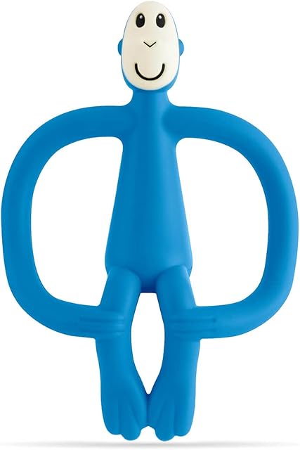 Matchstick Monkey, Original Teether & Gel Applicator, Silicone, Easy To Grip, BPA Free, 3 Months Old+, 10.5 cm, Blue Monkey