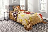 ABAKUHAUS Detroit Tagesdecke Set, Antike alte USA Flagge, Set mit Kissenbezügen Sommerdecke, für Einzelbetten 170 x 220 cm, Mehrfarbig