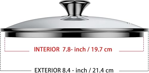 Miniatura 4 de Cook N Home 02592 Tapa de vidrio templado para sartén, 8 pulgadas7.9 in, transparente