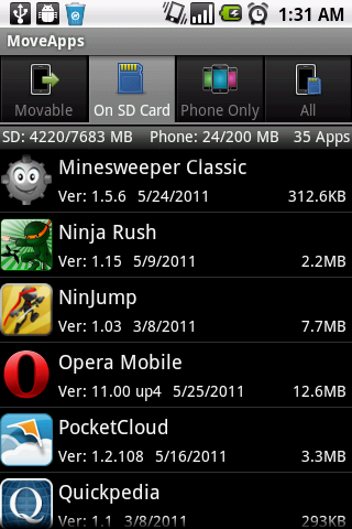 MoveApps - App 2 SD Free