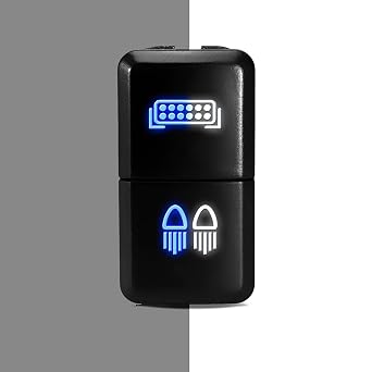 [LIGHTBAR/Reverse Light] Dual Function/Dual Color Push Button Replacement for Toyota Tundra Tacoma 4Runner FJ Cruiser etc - Size 0.83 x 1.54 in - Blue-White/Blue-White
