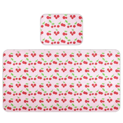 Takiito Cherries Baby Cooling Mattress Pad, Soft & Breathable Cooling Mat Keep Baby Cool in Summer 28x52 in, Nursery Essential