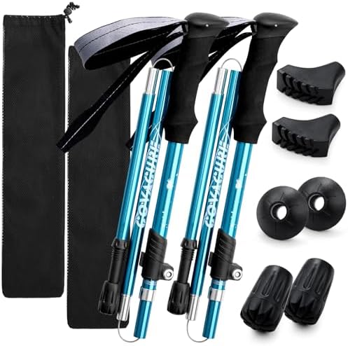 COVACURE Wanderstöcke Faltbar 110-130 cm / 100-120 cm | Nordic Walking Stöcke, leicht & stabil, Gummipuffer, für Damen & Herren, verstellbar