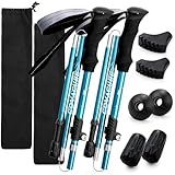 COVACURE Wanderstöcke Nordic Walking Stöcke - 110-130 cm Faltbar, Verstellbar, Teleskop, Leicht, mit Gummipuffer für Damen und Herren (Türkis)