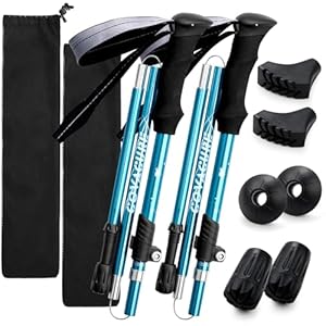 COVACURE Wanderstöcke Nordic Walking Stöcke - 110-130 cm Faltbar, Verstellbar, Teleskop, Leicht, mit Gummipuffer für Damen und Herren (Türkis)