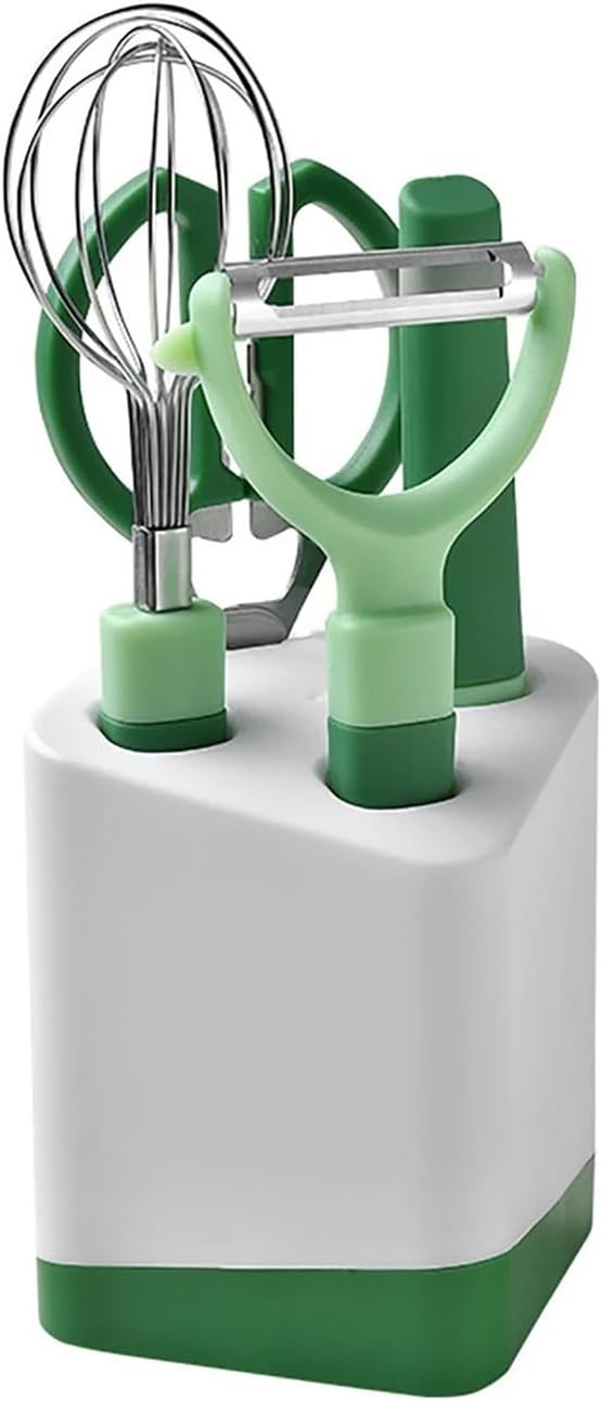 5/6 Piece Kitchen Tools Set Multi-functional Fruit Peeler Eggs Beater Scissors Set Kitchen Cooking Gadget(5pcs green)