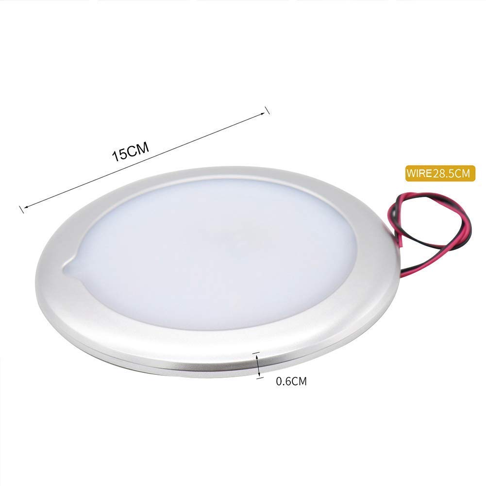 Riloer Luz Interior para Barco (9–30 V, Luz LED Blanca para Techo de Techo, Lámpara Táctil para Yates, Caravanas, Autocaravanas, Remolques de Viaje, 150 mm)
